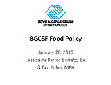 Boys and Girls Club of San Francisco Food Policy